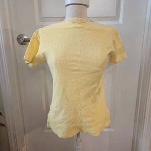 Vintage 60s Butter Yellow Terry Cloth Top Fitted Tee Mod